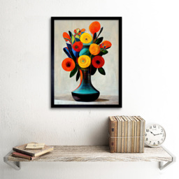 Wee Blue Coo Mid Century Style Orange Bright Floral Bouquet Framed Wall Art Print 30 x 41cm - Size: 43.3 x 33.3 x 1.5cm - Wilko - thumbnail 3