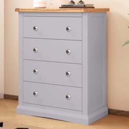Cabinet Bits Rocca 4 Drawer Dark Grey Chrome Knob Chest of Drawers - Wilko