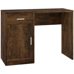 vidaXL Single Door Single Drawer Computer Desk Smoked Oak - Size: 73 x 100 x 40cm - Brown - Wilko - thumbnail 3