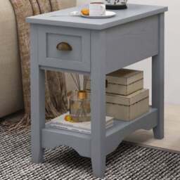 Costway Grey Single Drawer Single Shelf Side Table - Size: 56 x 33 x 59cm - Wilko - thumbnail 1