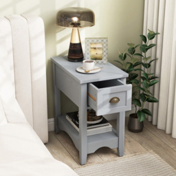 Costway Grey Single Drawer Single Shelf Side Table - Size: 56 x 33 x 59cm - Wilko - thumbnail 5