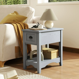 Costway Grey Single Drawer Single Shelf Side Table - Size: 56 x 33 x 59cm - Wilko - thumbnail 4