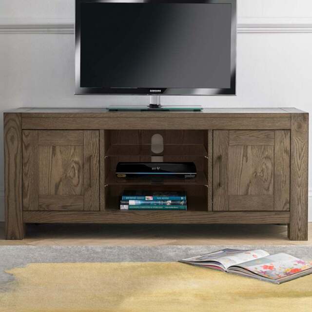 Bentley Designs Turin 2 Drawer 3 Shelf Dark Oak TV Unit - Size: 57 x 44 x 135cm - Brown - Wilko - image 1