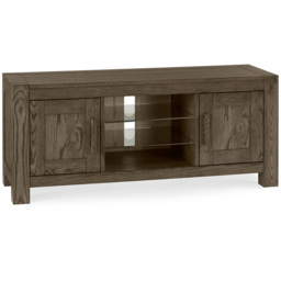Bentley Designs Turin 2 Drawer 3 Shelf Dark Oak TV Unit - Size: 57 x 44 x 135cm - Brown - Wilko - thumbnail 3