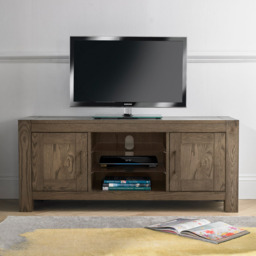 Bentley Designs Turin 2 Drawer 3 Shelf Dark Oak TV Unit - Size: 57 x 44 x 135cm - Brown - Wilko - thumbnail 5