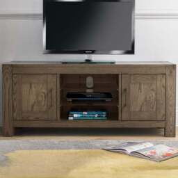 Bentley Designs Turin 2 Drawer 3 Shelf Dark Oak TV Unit - Size: 57 x 44 x 135cm - Brown - Wilko