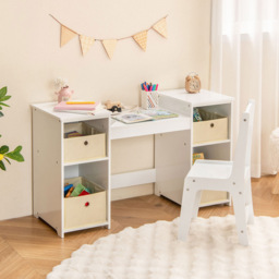 Costway Kids White Vanity Table and Chair Set with Removable Mirror - Size: 77 x 58 x 24cm - Wilko - thumbnail 4