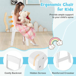 Costway Kids White Vanity Table and Chair Set with Removable Mirror - Size: 77 x 58 x 24cm - Wilko - thumbnail 6