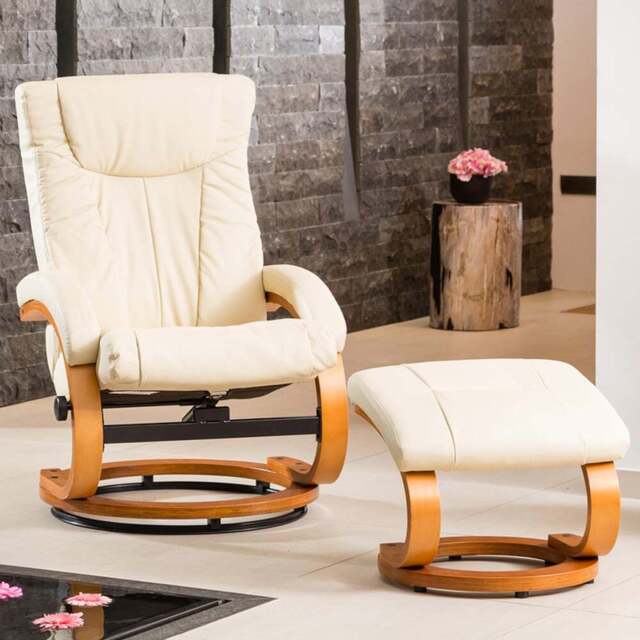 Artemis Home Modena Cream Swivel Recliner Chair with Footstool - Size: Single - Beige - Wilko - image 1