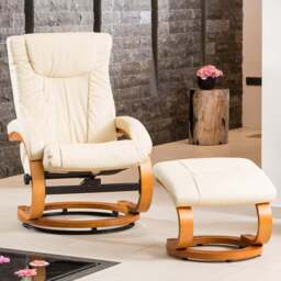 Artemis Home Modena Cream Swivel Recliner Chair with Footstool - Size: Single - Beige - Wilko - thumbnail 1