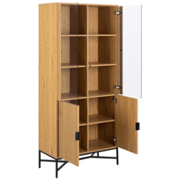 Florence Jaipur 4 Door 2 Oak Glass Cabinet - Size: 180 x 80 x 40cm - Multi - Furniture To Go - Wilko - thumbnail 6