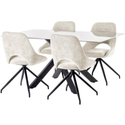 Julian Bowen Jonah Set of 2 Cream Chenille Upholstered Swivel Dining Chair - Wilko - thumbnail 6