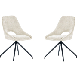 Julian Bowen Jonah Set of 2 Cream Chenille Upholstered Swivel Dining Chair - Wilko - thumbnail 3