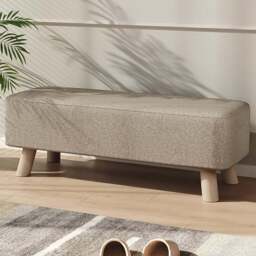 Living and Home Beige Rectangular Tofu-shaped Footrest with Wooden Legs - Size: 26 x 81 x 28cm - Cream - Wilko - thumbnail 1