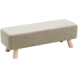 Living and Home Beige Rectangular Tofu-shaped Footrest with Wooden Legs - Size: 26 x 81 x 28cm - Cream - Wilko - thumbnail 3