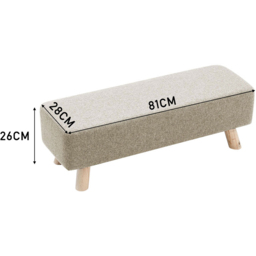 Living and Home Beige Rectangular Tofu-shaped Footrest with Wooden Legs - Size: 26 x 81 x 28cm - Cream - Wilko - thumbnail 7