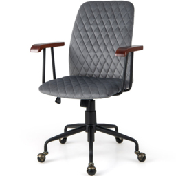 Costway Grey Velvet Adjustable Rocking Office Chair - Size: 59 x 56 x 29cm - Wilko - thumbnail 3