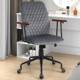 Costway Grey Velvet Adjustable Rocking Office Chair - Size: 59 x 56 x 29cm - Wilko