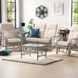 Desser Furniture Madrid 4 Seater Grey Farrow Sofa Set - Size: 2 Seater - Wilko