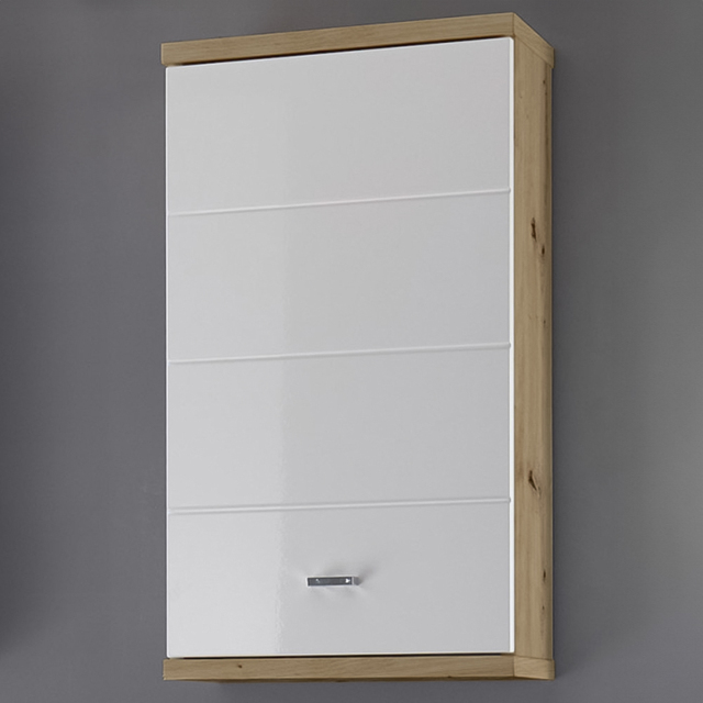 Julian Bowen Pool Single Door White and Oak Wall Storage Unit - Size: 70 x 38 x 23cm - Wilko - image 1