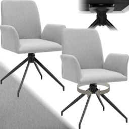 tectake Daya Set of 2 Light Grey Upholstered Swivel Chair - Size: Single - Wilko - thumbnail 3