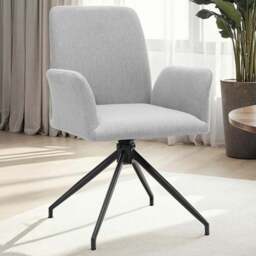 tectake Daya Set of 2 Light Grey Upholstered Swivel Chair - Size: Single - Wilko