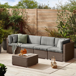 Furniturebox Windermere 4 Seater Brown Rattan Sofa Lounge Set - Wilko - thumbnail 6