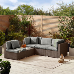 Furniturebox Windermere 4 Seater Brown Rattan Sofa Lounge Set - Wilko - thumbnail 7