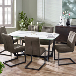 Julian Bowen Olympus 6 Seater Dining Table White Marble - Black - Wilko - thumbnail 7