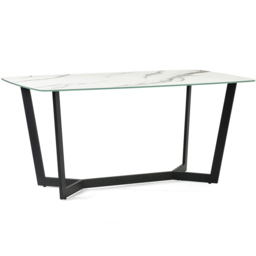 Julian Bowen Olympus 6 Seater Dining Table White Marble - Black - Wilko - thumbnail 3