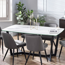 Julian Bowen Olympus 6 Seater Dining Table White Marble - Black - Wilko - thumbnail 1