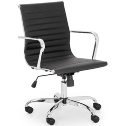 Julian Bowen Gio Black and Chrome Faux Leather Swivel Office Chair - Size: 58 x 56 x 98cm - Wilko - thumbnail 3