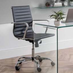 Julian Bowen Gio Black and Chrome Faux Leather Swivel Office Chair - Size: 58 x 56 x 98cm - Wilko