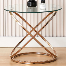 Comfy Living Gold Effect Tempered Glass Side Table - Size: 45 x 52 x 52cm - Wilko - thumbnail 1