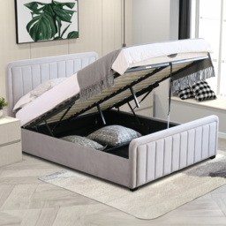 Brooklyn King Size Light Grey Brushed Velvet Ottoman Bed Frame - Wilko - thumbnail 4