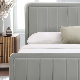 Brooklyn King Size Light Grey Brushed Velvet Ottoman Bed Frame - Wilko - thumbnail 5