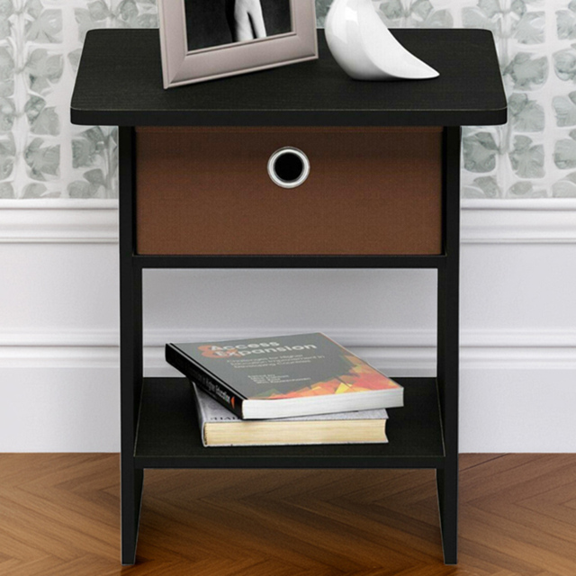 Walplus Dario Single Drawer Single Shelf Medium Brown End Table - Size: 39.37 x 45.21 x 39.37cm - Wilko - image 1
