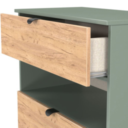Crowndale Bora 3 Drawer Single Shelf Gold Oak and Reed Green Storage Unit - Wilko - thumbnail 6