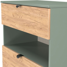 Crowndale Bora 3 Drawer Single Shelf Gold Oak and Reed Green Storage Unit - Wilko - thumbnail 7