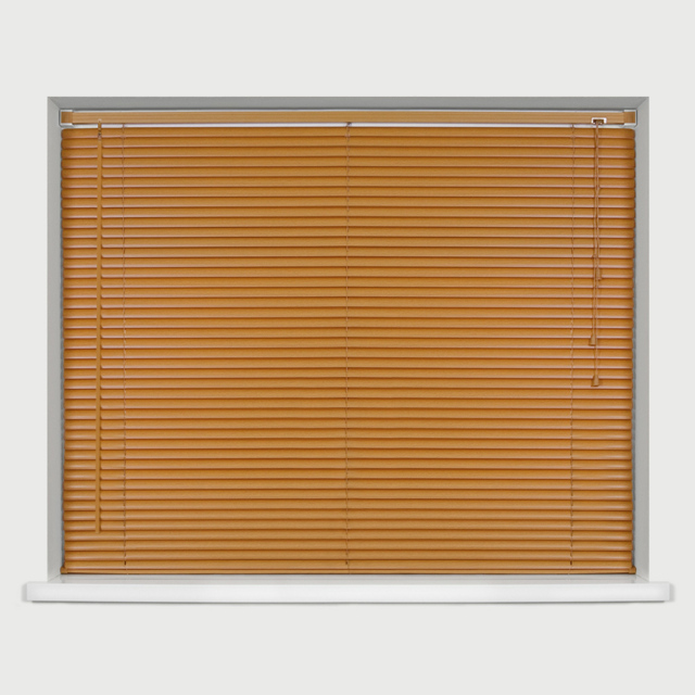 Caecus Wood Grain Effect PVC Long Drop Venetian Blind Teak 150 x 210cm - Brown - Wilko - image 1
