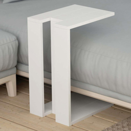 Decortie Muju White Modern C Shape Side Table - Size: 57 x 30 x 40cm - Wilko