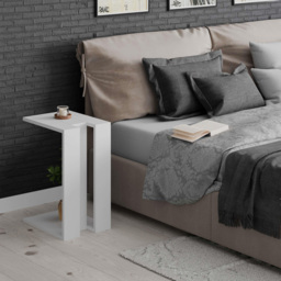 Decortie Muju White Modern C Shape Side Table - Size: 57 x 30 x 40cm - Wilko - thumbnail 4