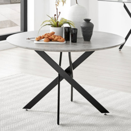Furniturebox Arona Solara Concrete Effect 6 Seater Round Dining Set Grey Black and Cappuccino - Brown - Wilko - thumbnail 3