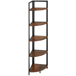 tectake Castlebar 5 Shelf Industrial Dark Wood Corner Shelving Unit - Brown - Wilko - thumbnail 4