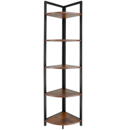 tectake Castlebar 5 Shelf Industrial Dark Wood Corner Shelving Unit - Brown - Wilko - thumbnail 3
