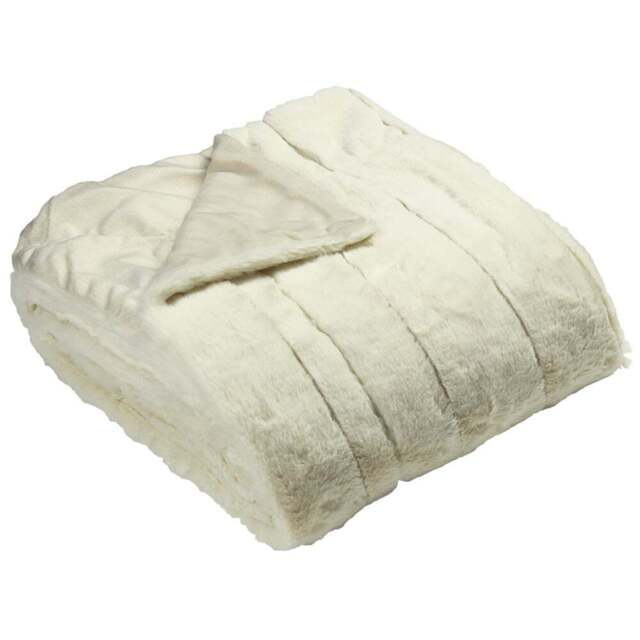 Paoletti Empress Cream Faux Fur Throw 130 x 180cm - Size: 180 x 130cm - Wilko - image 1