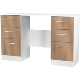 Crowndale Worcester 6 Drawer Slatt Effect and White Kneehole Desk Ready Assembled - Size: 80 x 125 x 39cm - Slatt Effect & White - Wilko - thumbnail 4
