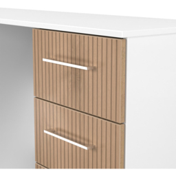 Crowndale Worcester 6 Drawer Slatt Effect and White Kneehole Desk Ready Assembled - Size: 80 x 125 x 39cm - Slatt Effect & White - Wilko - thumbnail 7