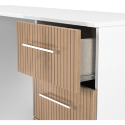 Crowndale Worcester 6 Drawer Slatt Effect and White Kneehole Desk Ready Assembled - Size: 80 x 125 x 39cm - Slatt Effect & White - Wilko - thumbnail 6