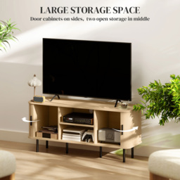 HOMCOM 2 Door 2 Shelf Oak Tone TV Unit - Size: 55 x 40 x 120cm - White - Wilko - thumbnail 6